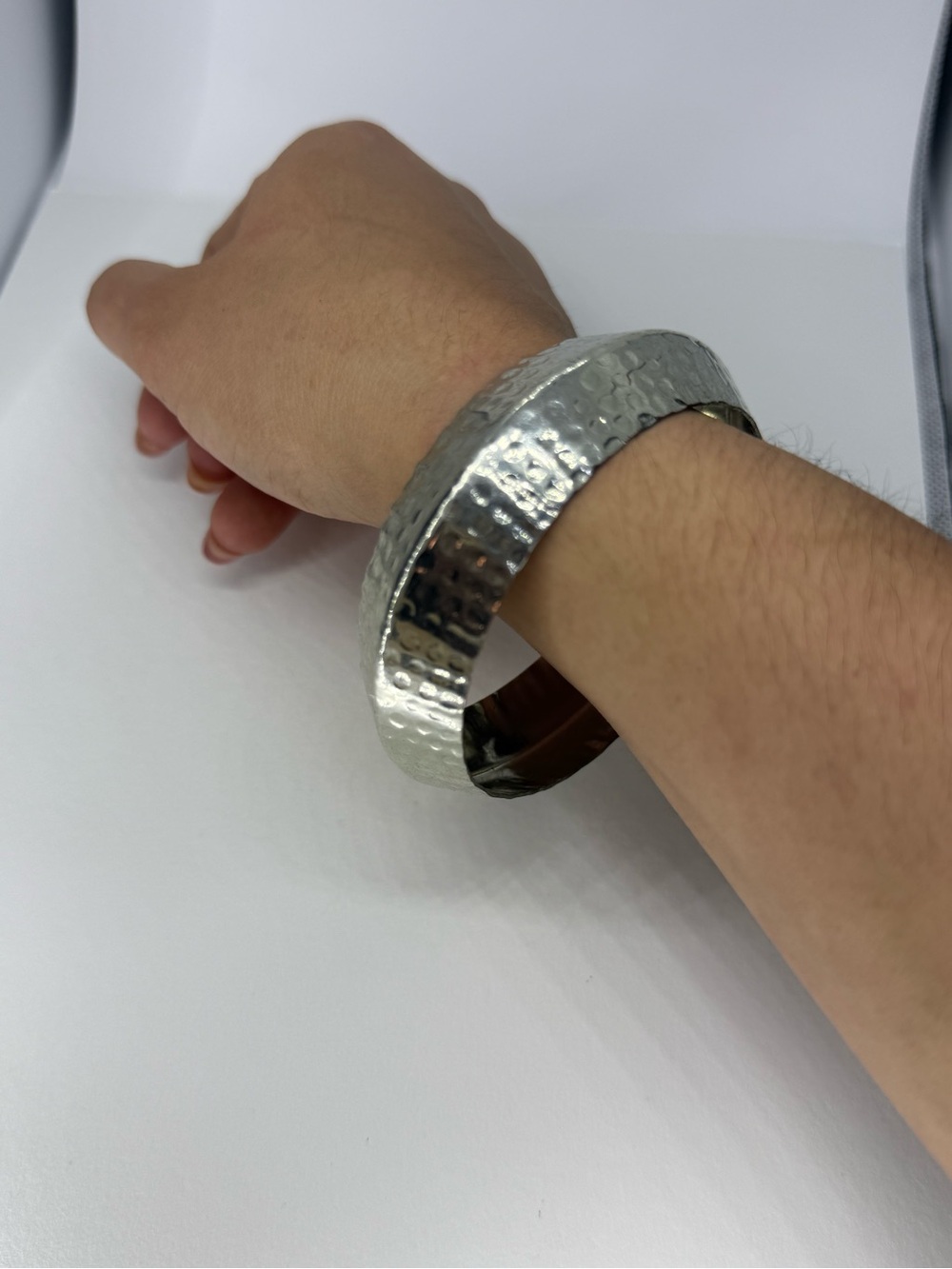 Hammered Metal Cuff Bracelet - Silver
